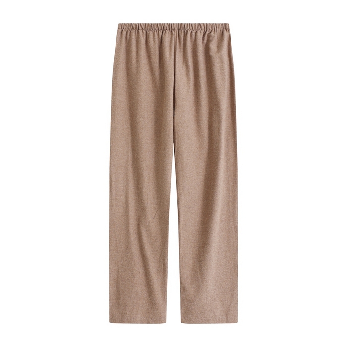 91家纺网 家纺一手货源 找家纺 伊嫚家居 2025新款无印日式双股全棉法兰绒家居服良品睡衣女纯棉直播秋冬款情侣睡衣 纯棕色男