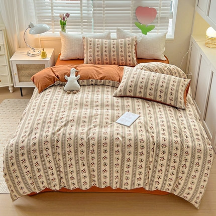 91家纺网 家纺一手货源 找家纺 （总）王朝国际 2025新款直播热款有氧提花有氧双层纱碎花单被套