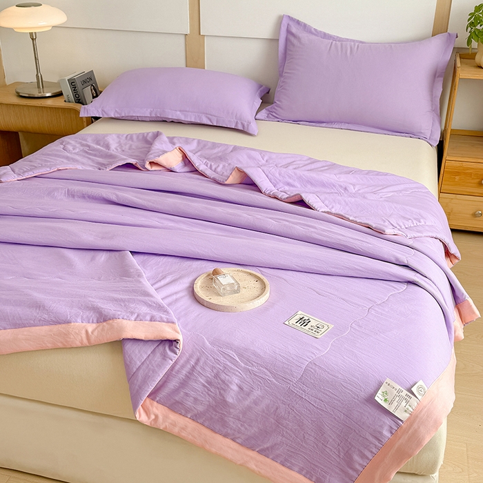 91家纺网 家纺一手货源 找家纺 雪鲨家纺  2025新款A类水洗棉夏被新疆棉花夏凉被空调被可机洗薄被子被芯 紫色