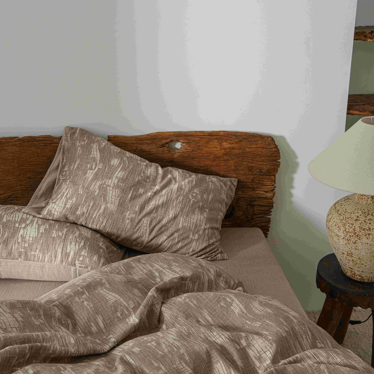 91家纺网 家纺一手货源 找家纺 云上 2025全棉色织大提花床品·侘寂潮汐   潮汐-咖