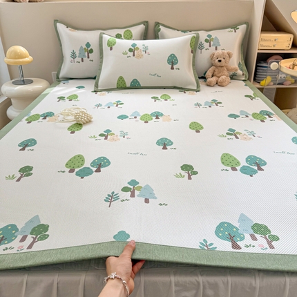 典曼家纺 2025新款600D数码印花冰藤席席子凉席-床席款 森林小熊