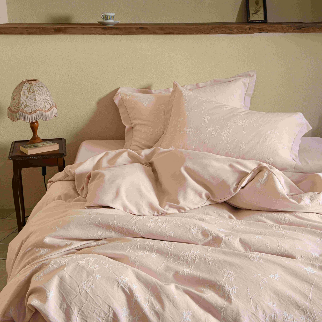 91家纺网 家纺一手货源 找家纺 云上 2025全棉提花床品系列·风铃 风铃-粉