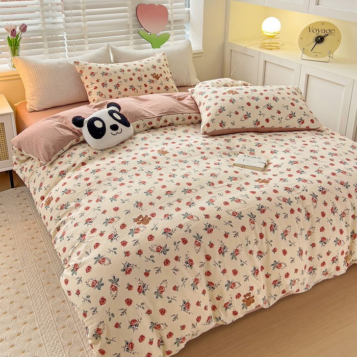 91家纺网 家纺一手货源 找家纺 王朝国际 2025新款直播热款有氧提花有氧双层纱碎花单被套 漫花