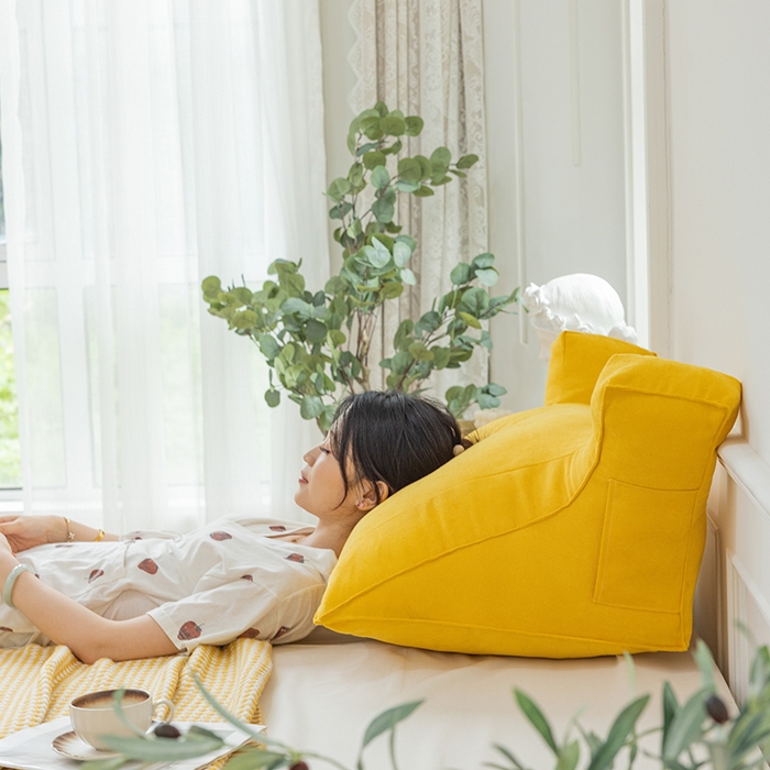 91家纺网 家纺一手货源 找家纺 一兰家纺 2025新款单人床头靠垫护腰靠背靠枕大抱枕抱抱靠 抱抱靠-明艳黄