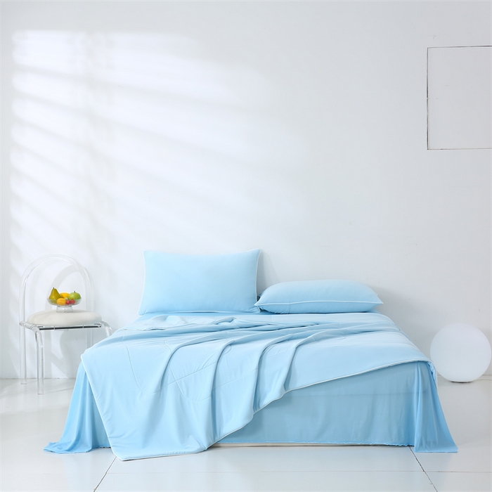 91家纺网 家纺一手货源 找家纺 小禹仔 2025新款母婴级水洗硅胶夏被夏凉被子被芯 浅蓝