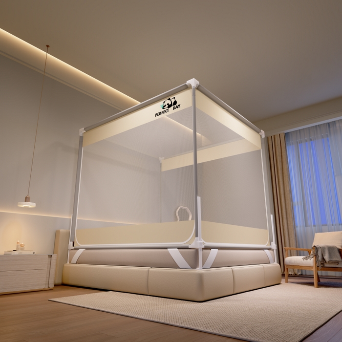 91家纺网 家纺一手货源 找家纺 卓尔居 2025新款成人坐床外穿蚊帐系列-光年熊猫带压脚 熊猫米