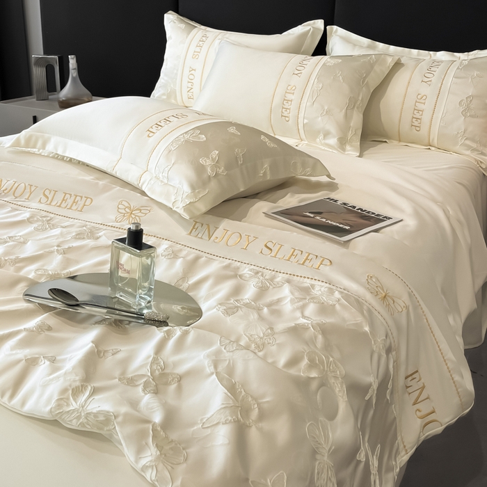 91家纺网 家纺一手货源 找家纺 （总）金阳光家纺 2025新款金丝提花浮雕水洗天丝夏被四件套