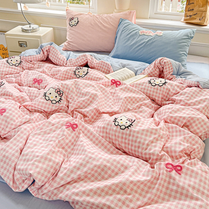 91家纺网 家纺一手货源 找家纺 海岛哥哥 2025新款云柔棉毛巾绣 四件套 毛巾绣-萌萌猫咪