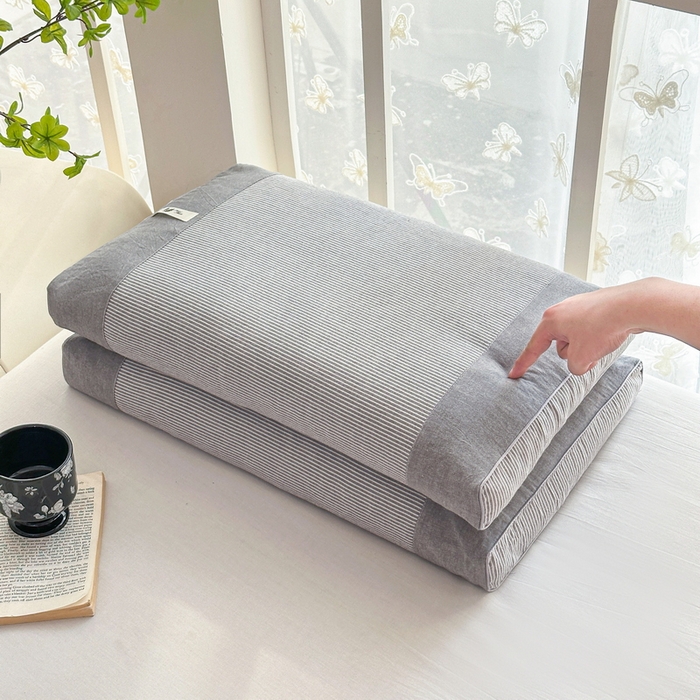 91家纺网 家纺一手货源 找家纺 （总）花瓣语家纺 2025新款全棉拼色水洗荞麦枕