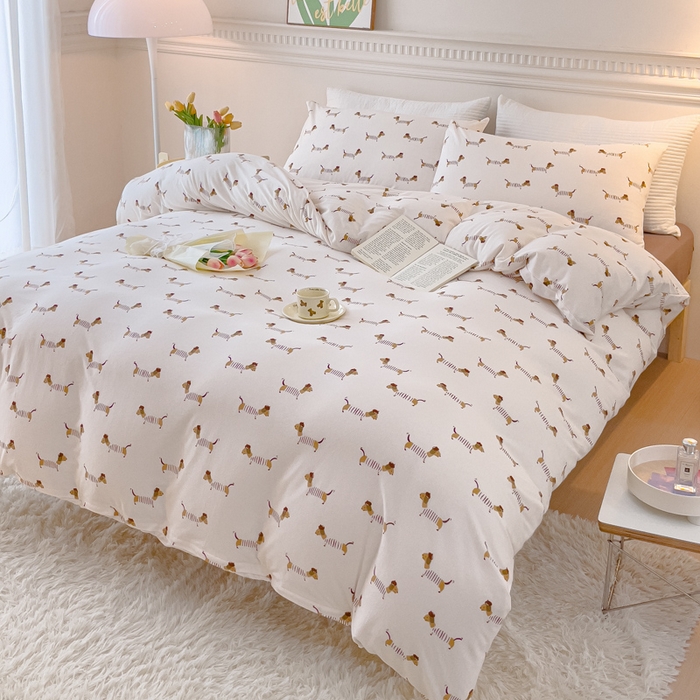 91家纺网 家纺一手货源 找家纺 （总）伊嫚家居 新款日式新品全棉针织棉A类活性印花四件套天竺棉小碎花复古亲肤被罩床笠款套件