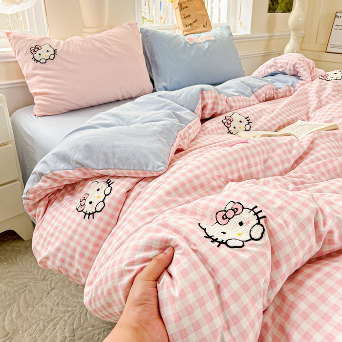 91家纺网 家纺一手货源 找家纺 海岛哥哥 2025新款云柔棉毛巾绣 四件套 毛巾绣-萌萌猫咪