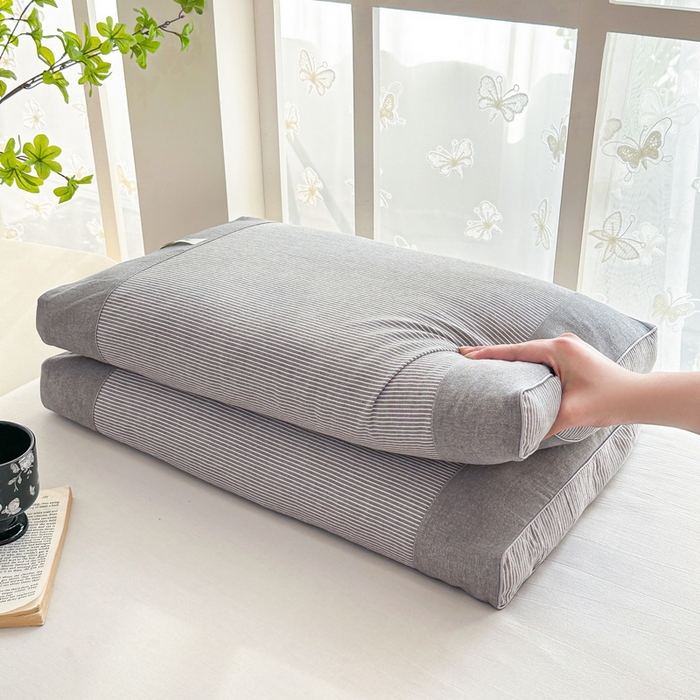 91家纺网 家纺一手货源 找家纺 （总）花瓣语家纺 2025新款全棉拼色水洗荞麦枕