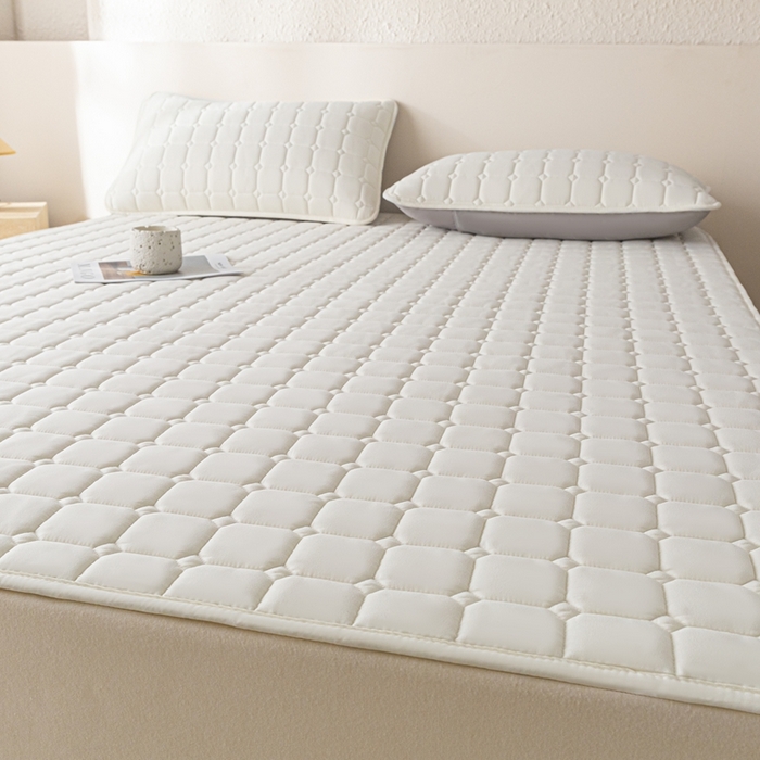 91家纺网 家纺一手货源 找家纺 欧邦 2025春夏新款四季款无印风纯色水洗棉床褥榻榻米床垫 床垫-本白