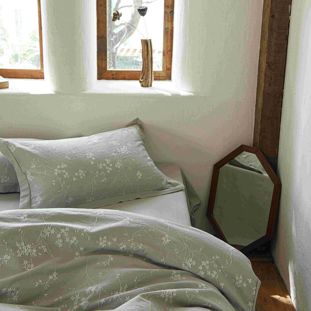 91家纺网 家纺一手货源 找家纺 云上 2025全棉提花床品系列·风铃 风铃-灰