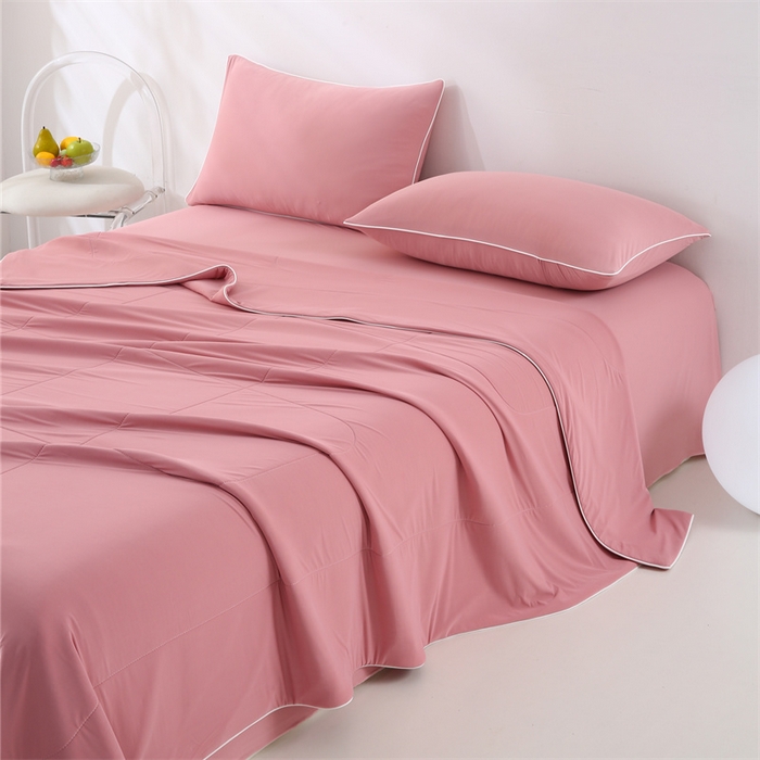 91家纺网 家纺一手货源 找家纺 小禹仔 2025新款母婴级水洗硅胶夏被夏凉被子被芯 玫粉