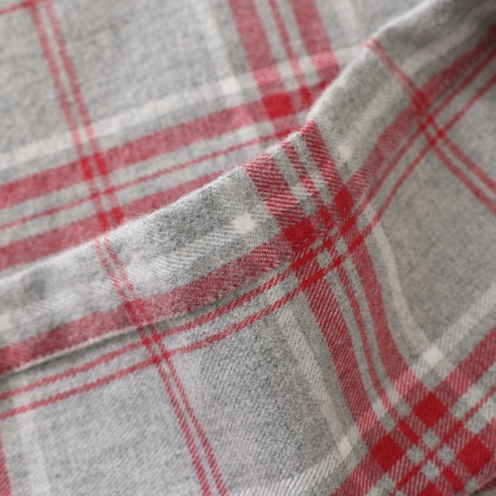 91家纺网 家纺一手货源 找家纺 伊嫚家居 2025新款无印日式双股全棉法兰绒家居服良品睡衣女纯棉直播秋冬款情侣睡衣 混灰色大格女