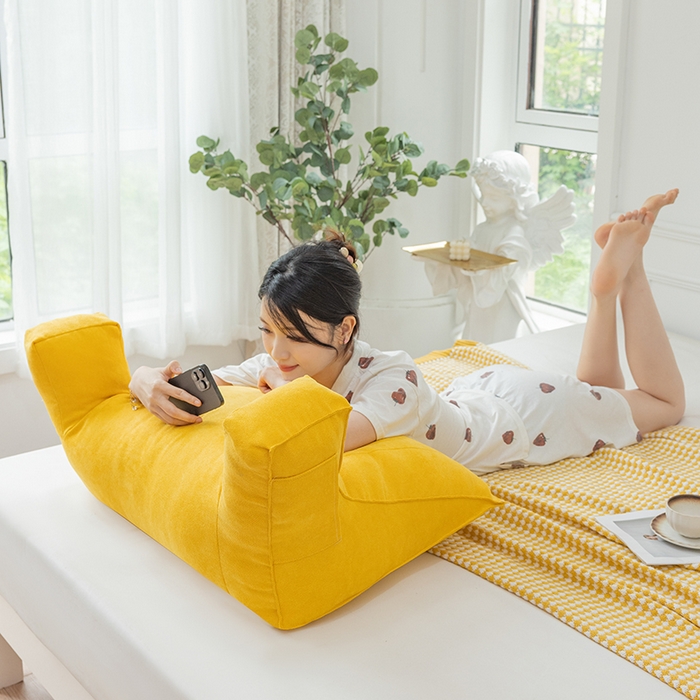 91家纺网 家纺一手货源 找家纺 一兰家纺 2025新款单人床头靠垫护腰靠背靠枕大抱枕抱抱靠 抱抱靠-明艳黄