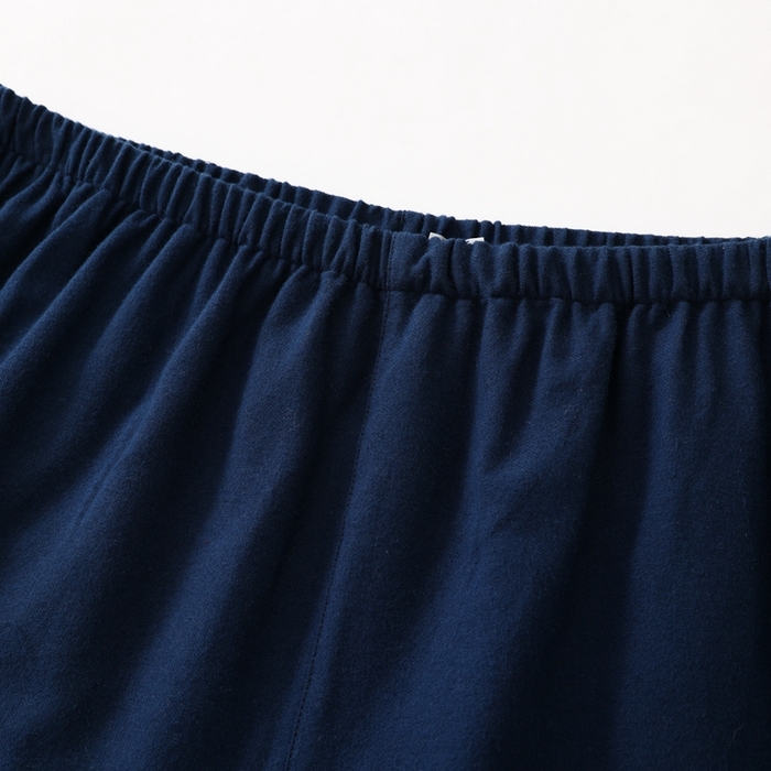 91家纺网 家纺一手货源 找家纺 伊嫚家居 2025新款无印日式双股全棉法兰绒家居服良品睡衣女纯棉直播秋冬款情侣睡衣 纯藏青色男