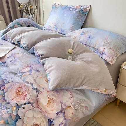 芃成家纺 2025新款A类莱赛尔天丝棉四件套-花开如画