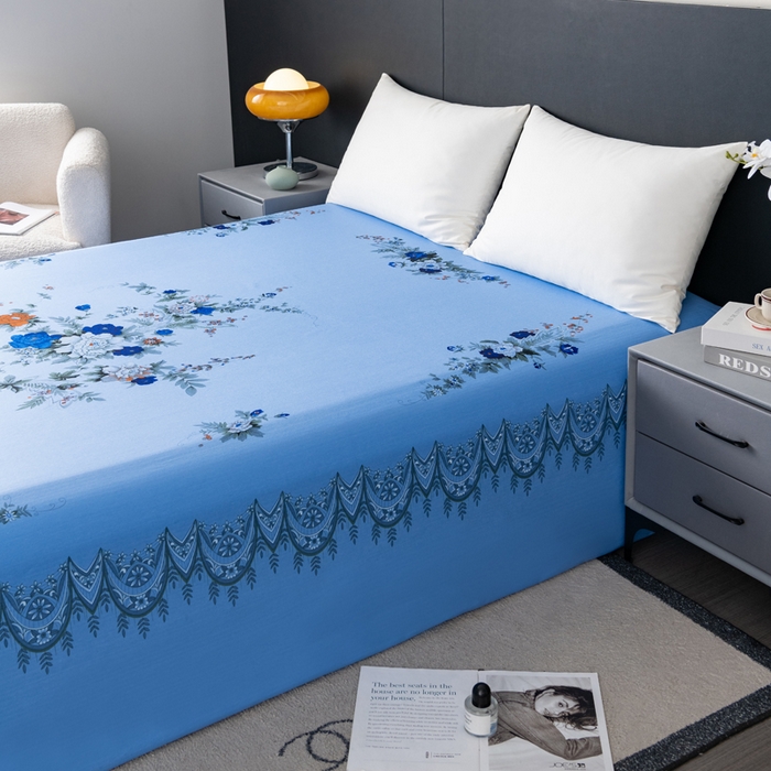 91家纺网 家纺一手货源 找家纺 居美良品 2025新款国民老上海床单 经典牡丹-蓝色