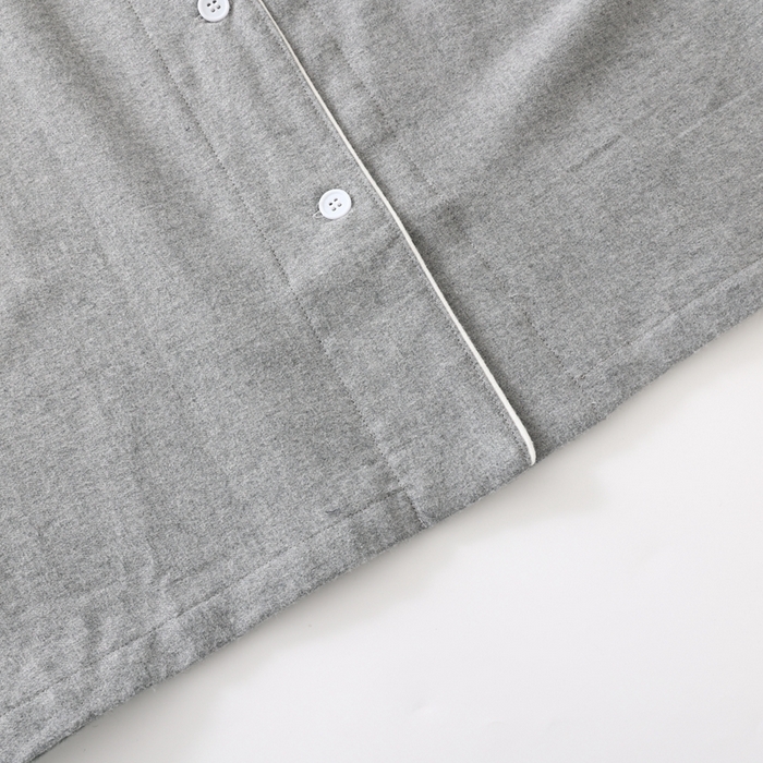 91家纺网 家纺一手货源 找家纺 伊嫚家居 2025新款无印日式双股全棉法兰绒家居服良品睡衣女纯棉直播秋冬款情侣睡衣 纯麻灰女