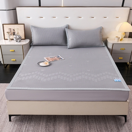 尚品凤凰2025新款凉感床裙渐变色豆豆席床裙凉席直角席 凉席席子 爱心直角  灰