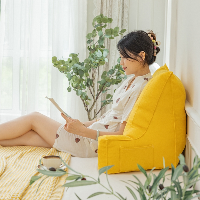 91家纺网 家纺一手货源 找家纺 一兰家纺 2025新款单人床头靠垫护腰靠背靠枕大抱枕抱抱靠 抱抱靠-明艳黄