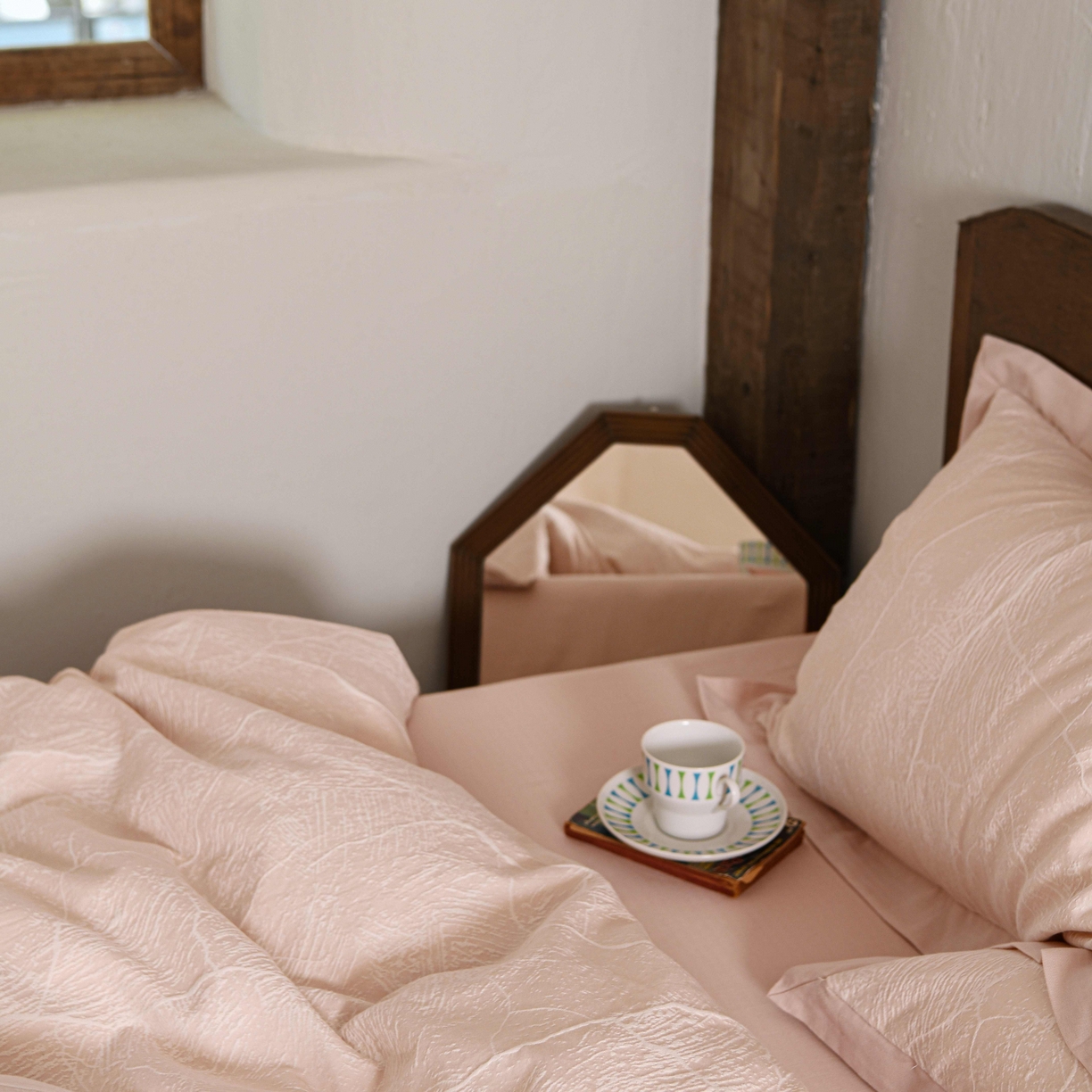 91家纺网 家纺一手货源 找家纺 云上 2025全棉提花床品系列·冰裂   色织冰裂-粉