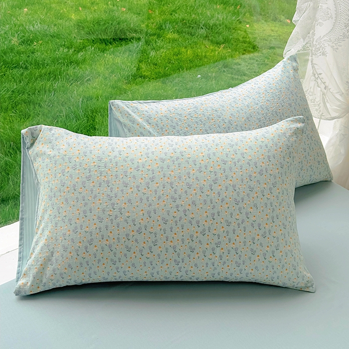 91家纺网 家纺一手货源 找家纺 王朝国际 2025新款直播热款有氧提花有氧双层纱碎花单被套 奶蓝泡芙