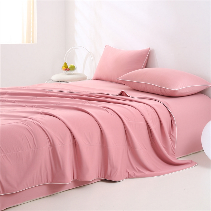 91家纺网 家纺一手货源 找家纺 小禹仔 2025新款母婴级水洗硅胶夏被夏凉被子被芯 玫粉