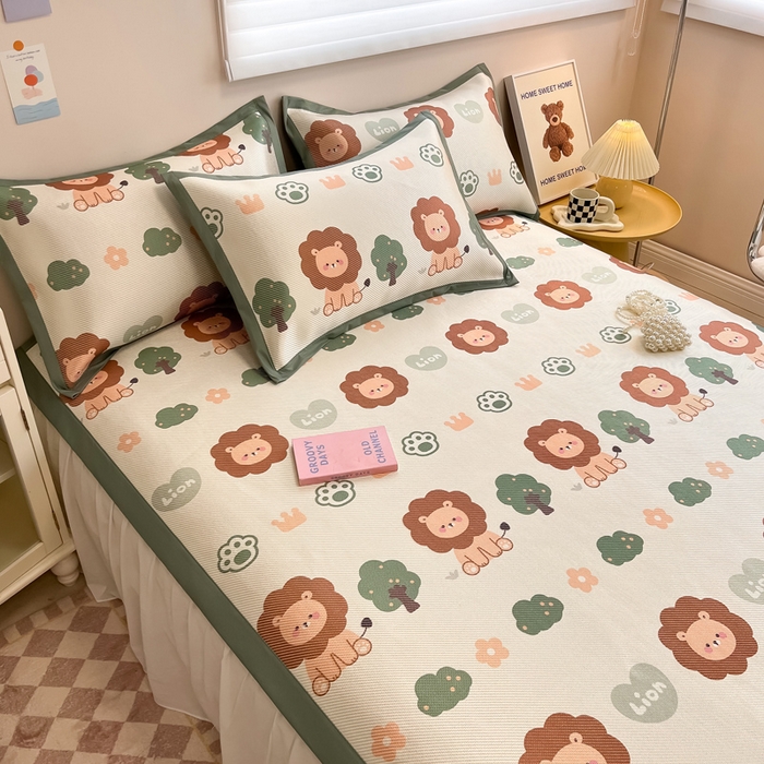 91家纺网 家纺一手货源 找家纺 典曼家纺 2025新款600D数码印花冰藤席席子凉席-床席款 狮子王