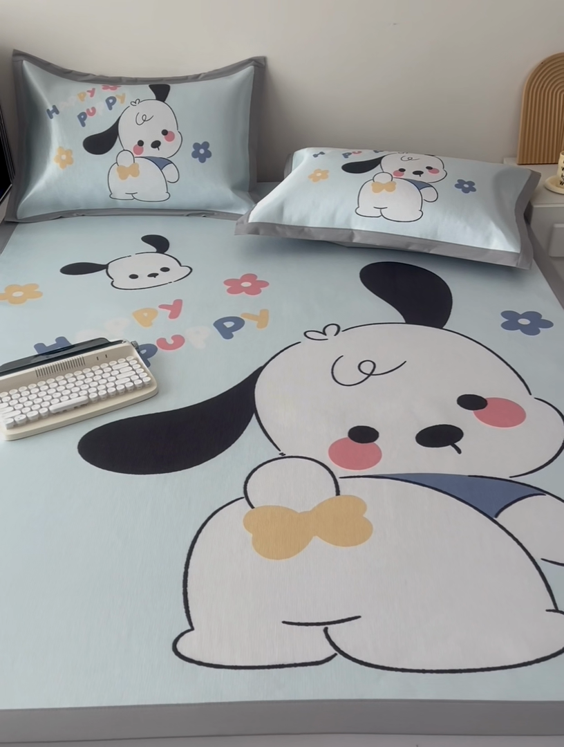 91家纺网 家纺一手货源 找家纺 倾慕家纺 800D数码大版冰丝凉席 调皮小狗