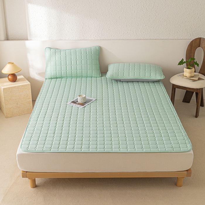 91家纺网 家纺一手货源 找家纺 欧邦 2025春夏新款四季款无印风纯色水洗棉床褥榻榻米床垫 床垫-浅绿