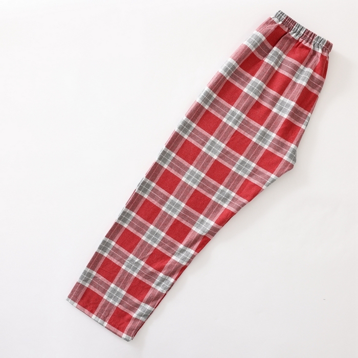 91家纺网 家纺一手货源 找家纺 伊嫚家居 2025新款无印日式双股全棉法兰绒家居服良品睡衣女纯棉直播秋冬款情侣睡衣 灰红色