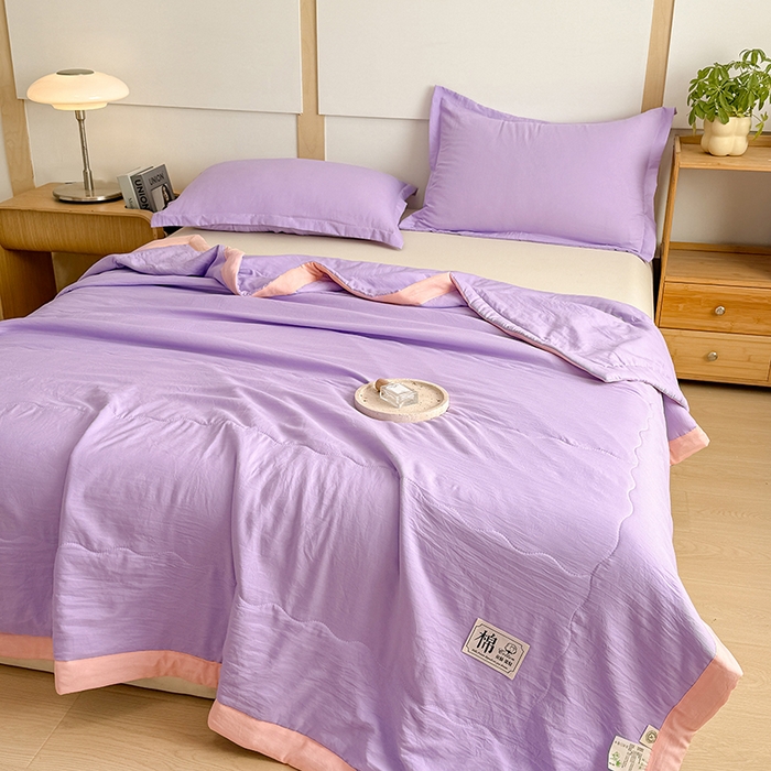 91家纺网 家纺一手货源 找家纺 雪鲨家纺  2025新款A类水洗棉夏被新疆棉花夏凉被空调被可机洗薄被子被芯 紫色