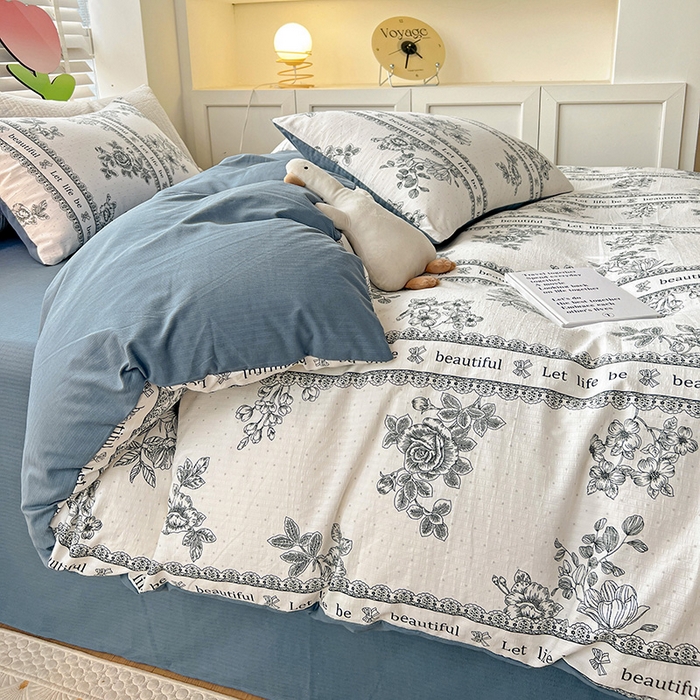 91家纺网 家纺一手货源 找家纺 王朝国际 2026新款直播热款有氧提花有氧双层纱碎花单被套 花容