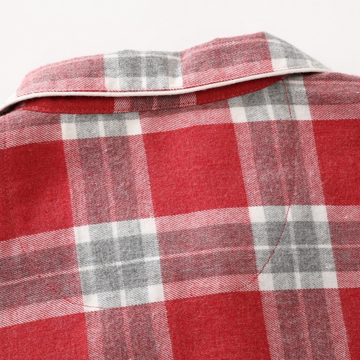 91家纺网 家纺一手货源 找家纺 伊嫚家居 2025新款无印日式双股全棉法兰绒家居服良品睡衣女纯棉直播秋冬款情侣睡衣 灰红色