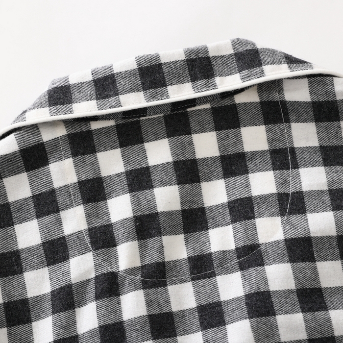 91家纺网 家纺一手货源 找家纺 伊嫚家居 2025新款无印日式双股全棉法兰绒家居服良品睡衣女纯棉直播秋冬款情侣睡衣 碳灰小格男