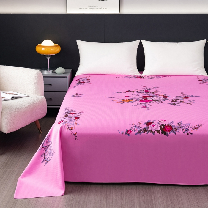 91家纺网 家纺一手货源 找家纺 居美良品 2025新款国民老上海床单 经典牡丹-粉色