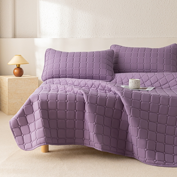 91家纺网 家纺一手货源 找家纺 欧邦 2025春夏新款四季款无印风纯色水洗棉床褥榻榻米床垫 床垫-魅紫