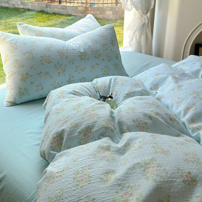 91家纺网 家纺一手货源 找家纺 王朝国际 2025新款直播热款有氧提花有氧双层纱碎花单被套 兰亭