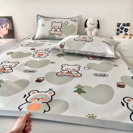 91家纺网 家纺一手货源 找家纺 倾慕家纺 A类满天星凉感提花凉席 爱心小熊