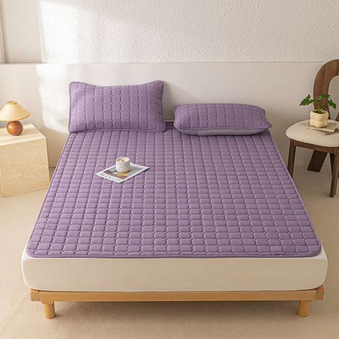 91家纺网 家纺一手货源 找家纺 欧邦 2025春夏新款四季款无印风纯色水洗棉床褥榻榻米床垫 床垫-魅紫