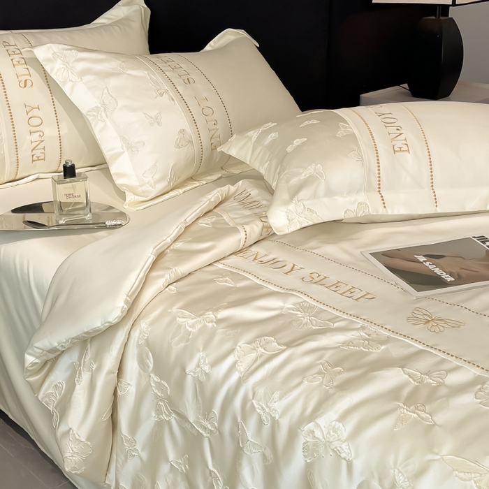 91家纺网 家纺一手货源 找家纺 （总）金阳光家纺 2025新款金丝提花浮雕水洗天丝夏被四件套