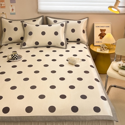 91家纺网 家纺一手货源 找家纺 典曼家纺 2025新款600D数码印花冰藤席席子凉席-床席款 小波点