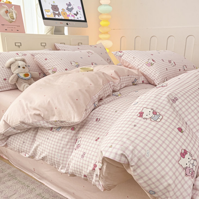 91家纺网 家纺一手货源 找家纺 晨希家居 2025新款全棉卡通活性印花四件套-奶芙猫