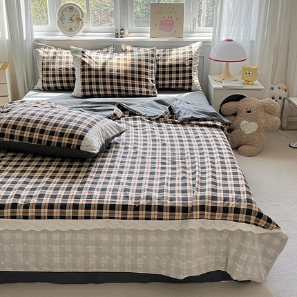 妖妖家纺 2025复古蕾丝公主糯糯夏凉被四件套 一杯拿铁