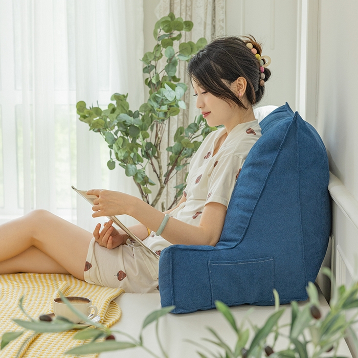 91家纺网 家纺一手货源 找家纺 一兰家纺 2025新款单人床头靠垫护腰靠背靠枕大抱枕抱抱靠 抱抱靠-雀舞蓝