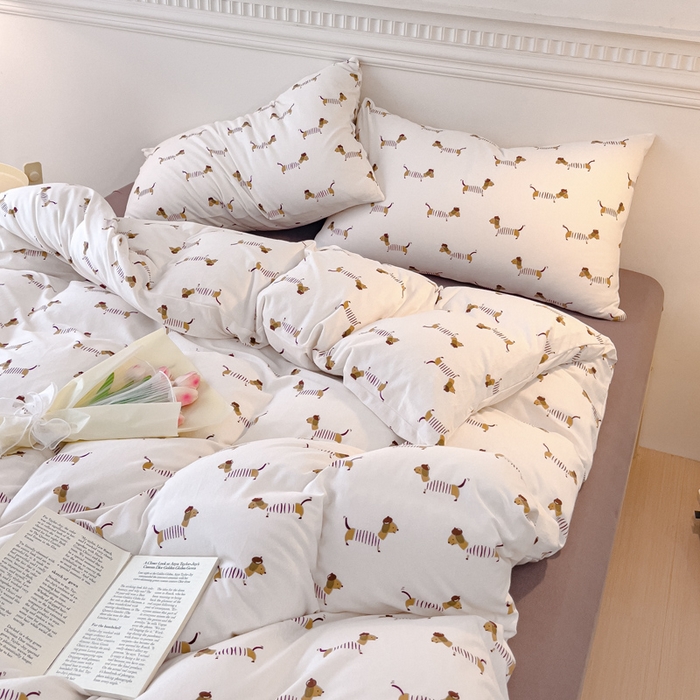 91家纺网 家纺一手货源 找家纺 （总）伊嫚家居 新款日式新品全棉针织棉A类活性印花四件套天竺棉小碎花复古亲肤被罩床笠款套件