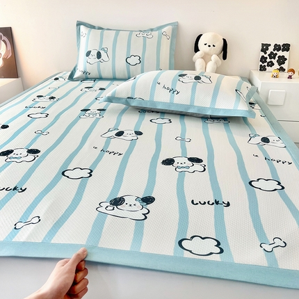 91家纺网 家纺一手货源 找家纺 倾慕家纺 A类满天星凉感提花凉席 条纹狗狗